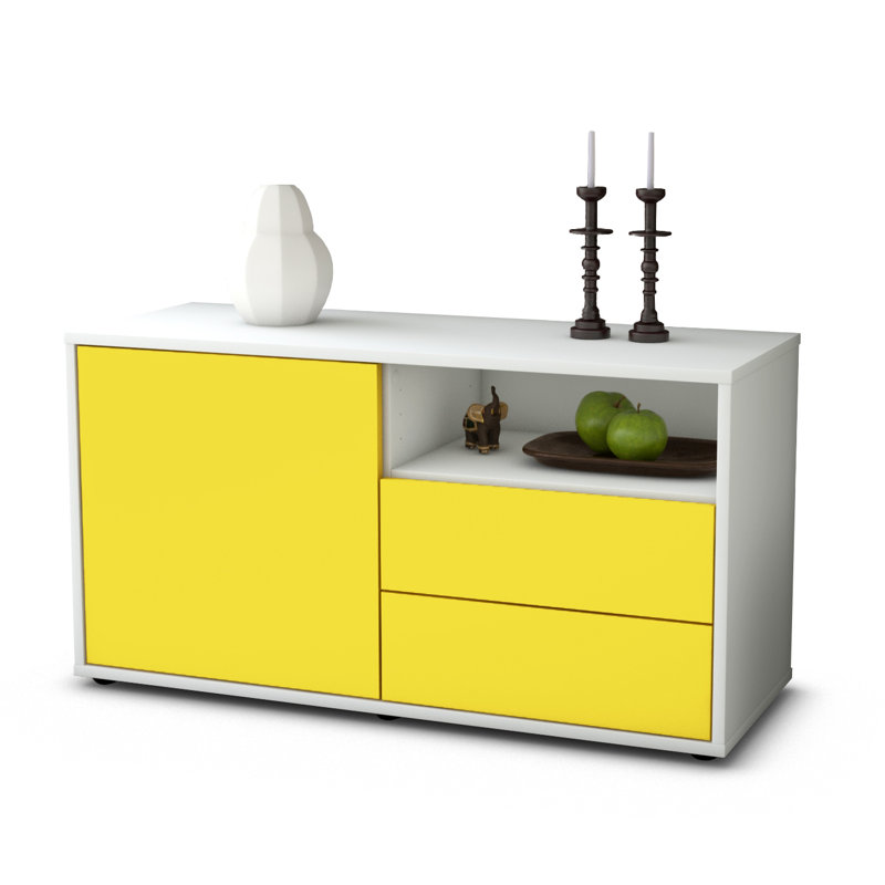 Tre 92cm W 2 - Drawer Chest of Drawers, White/Yellow