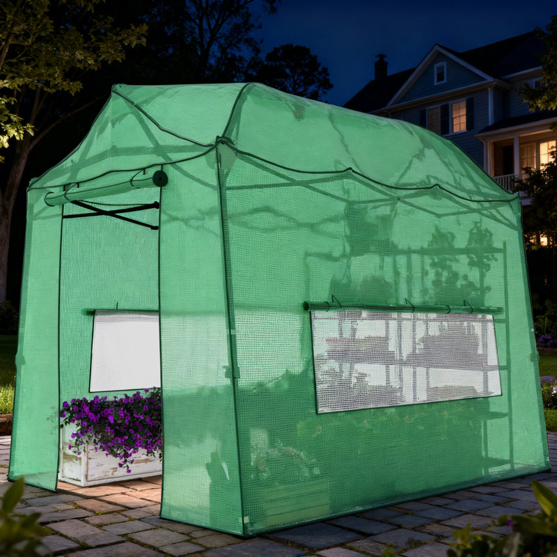 8.5x7x7 ft. Portable Walk-In Garden Greenhouse with Adjustable Height Steel Frame, Zipper Door & Ventilated Windows – Durable PE Outdoor Greenhouse