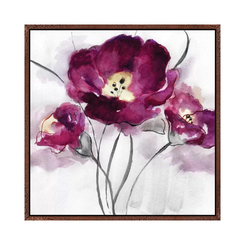 My Magenta I by Nan - Painting on Canvas, 93.98 cm H x 93.98 cm W, Classic Brown Wood Framed
