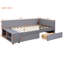Lit plateforme simple tapissier en forme de L avec rangement et tiroirs-766031154
