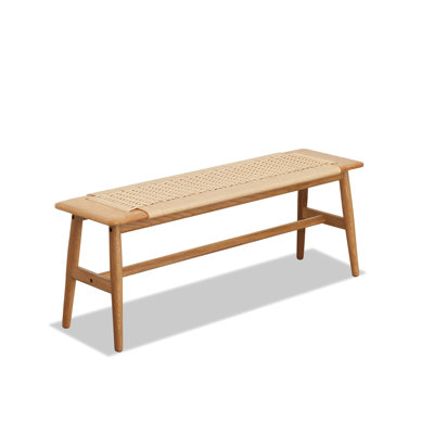 100% Oak Wood Bench With A Charming Woven Seat Design Breathable And Cozy
