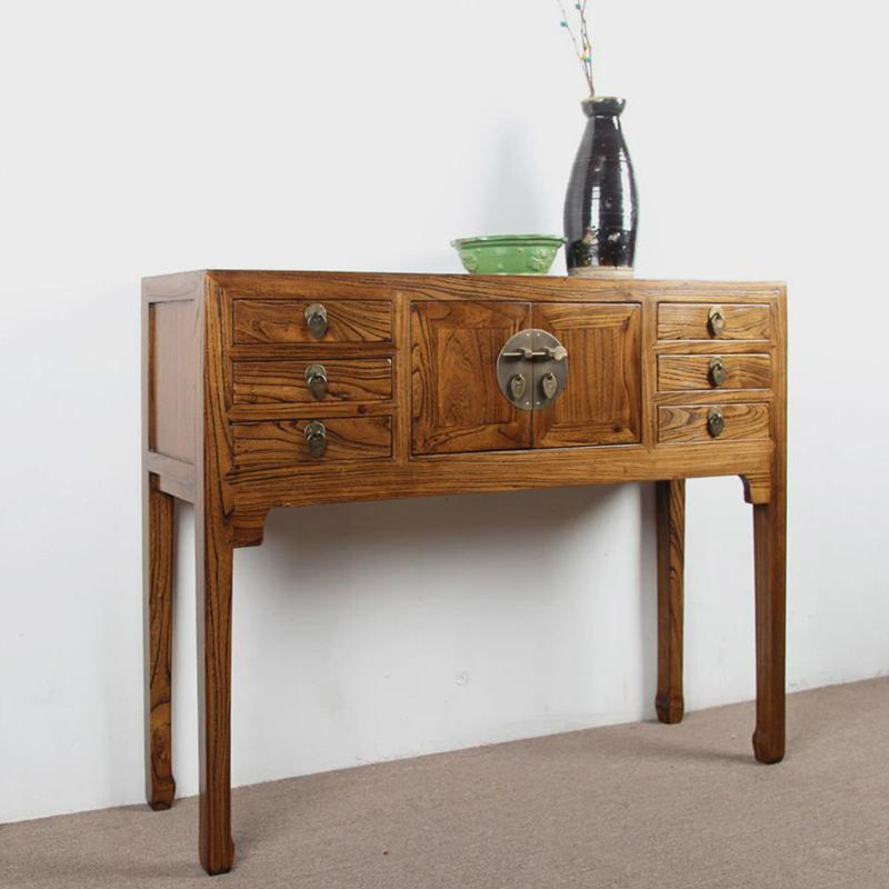 39.37" Brown Rectangular Solid Wood Console Table