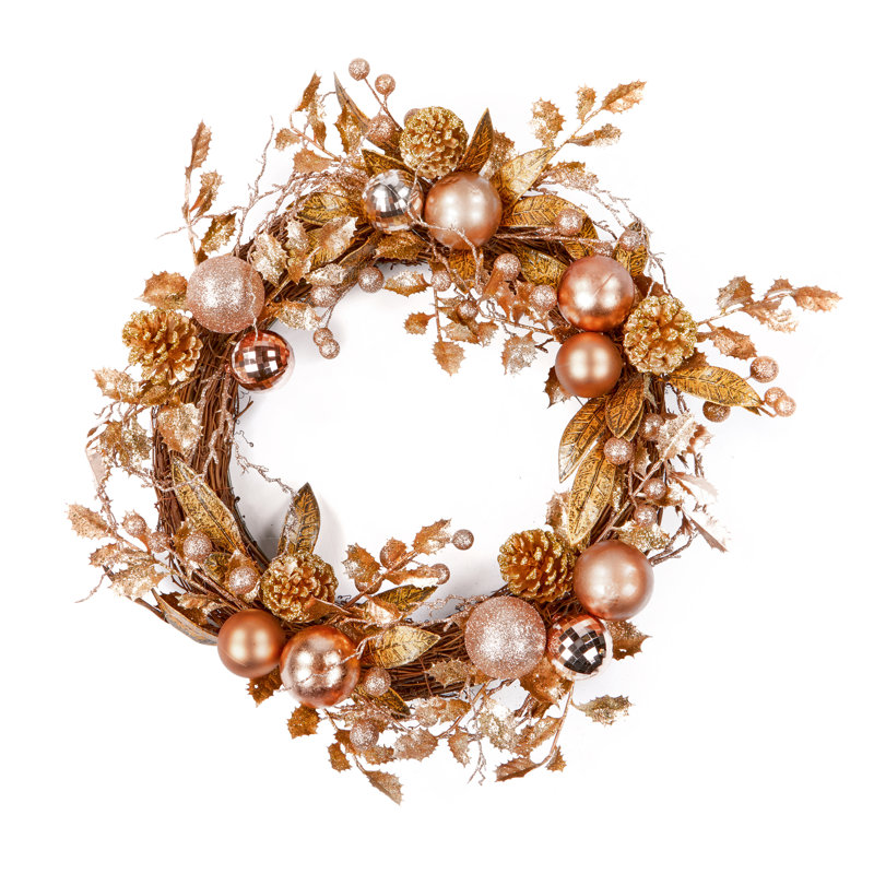 55cm Champagne Gold Faux Wreath
