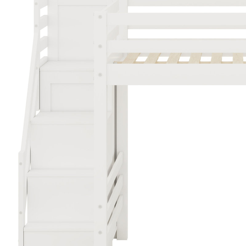 Lit mezzanine avec tablettes, petite armoire