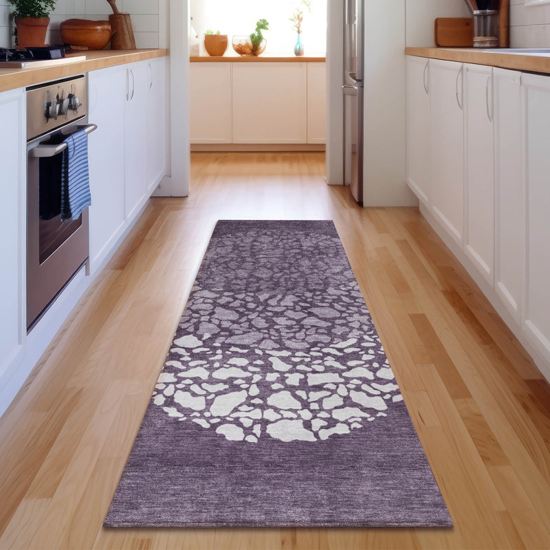 Tapis aubergine Cerrito lavable à la machine de qualité supérieure, Tapis de couloir 2 pi 3 po x 7 pi 6 po