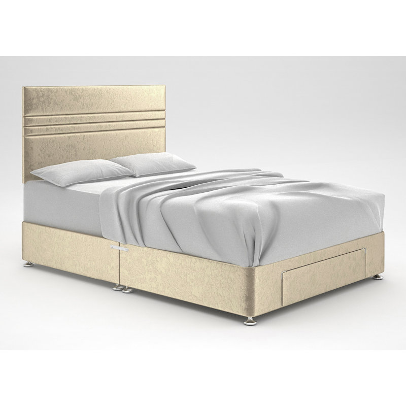 Ostara Divan Bed Base, 2 Drawers Same Side, Cream, Small Single (2'6)