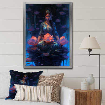 «Blue Yoga Lotus Woman I» sur toile