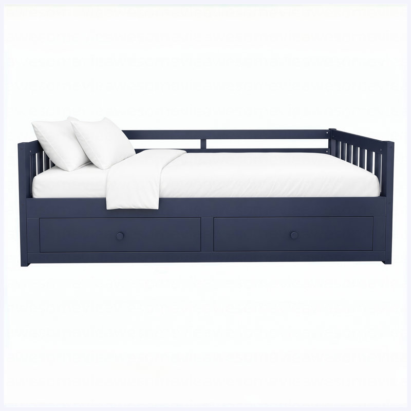 Lit de jour simple à très grand avec gigogne gigogne, lit convertible en bois avec garde-corps, 2 tiroirs, bleu