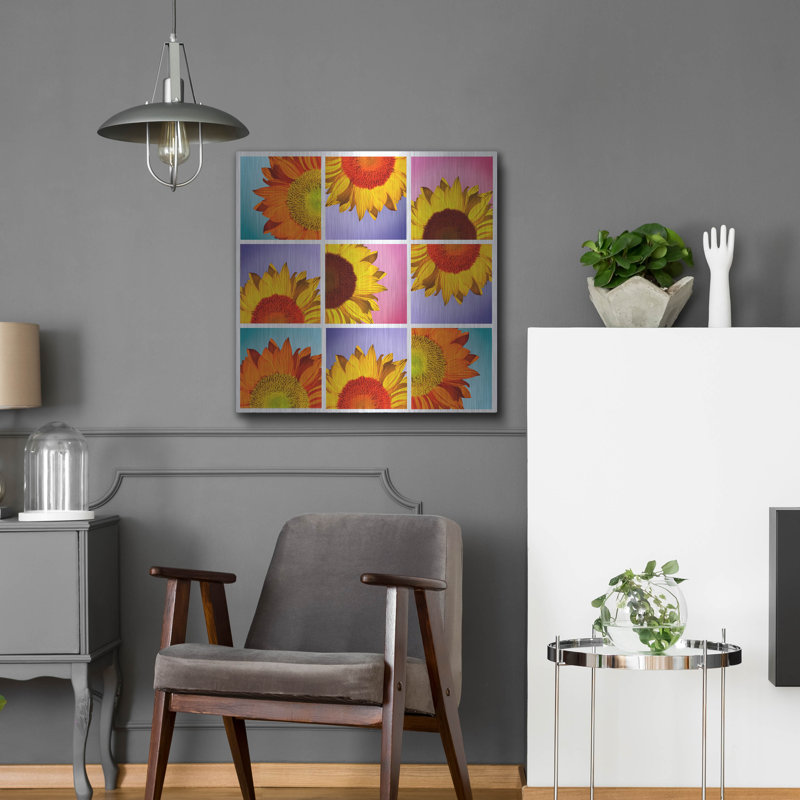 Ivy Bronx «Sunflowers» par Mark Ashkenazi, art mural en métal, H 24 po x l 24 po