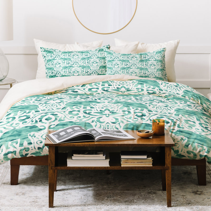 Ensemble de housse de couette Schatzi, Housse de couette pour très grand lit et 2 très , vert