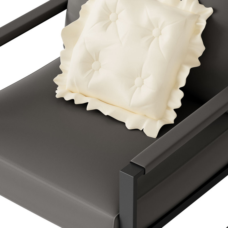 Angellina Faux Leather Armchair, Gray Faux Leather