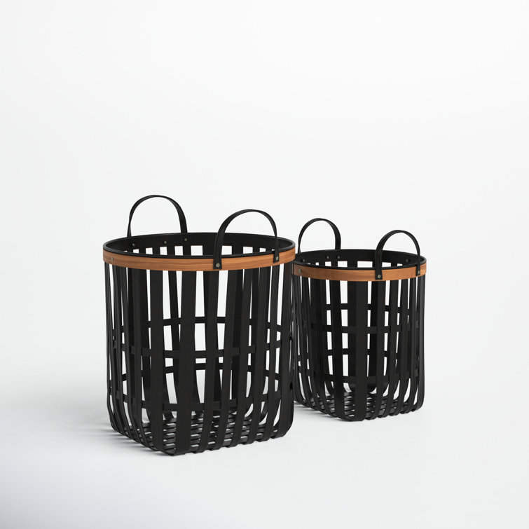 Elke 2 Piece Solid Wood Basket Set