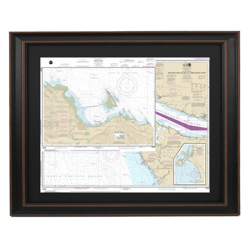 Neah Bay | Nautical Chart | Framed Print, 24'' H x 19" W