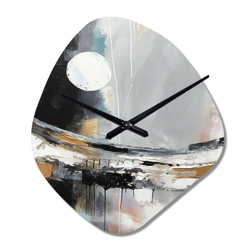 Grimsley Exploration Boho Volume IV - Horloge murale abstraite asymétrique en métal, impression d'horloge murale, Grand