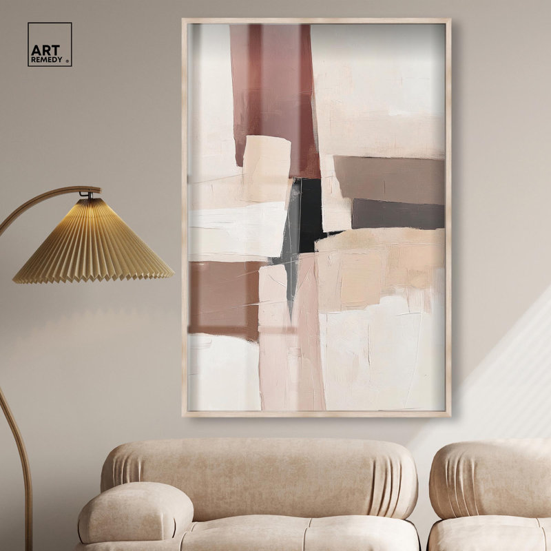 Décoration murale Boho Plaster Collage III Shadowbox par Art Remedy, cadre blond, 37 x 55, H 55 po x l 37 po, Cadre blond