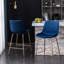 26,50 tabourets de hauteur de comptoir (2), velours bleu - structure en métal, revêtement délicat pour un look élégant, tabourets modernes, 26,50, construction élégante et solide