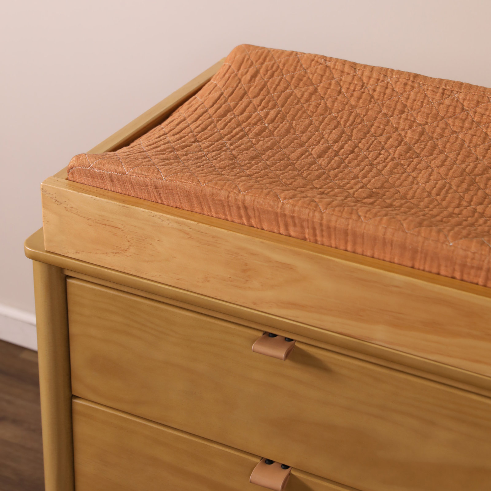 Burnt Sienna Quilted Muslin Changing Pad Cover
