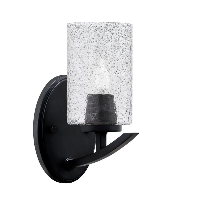 Kurve Wall Sconce With 4" Bubble Glass, Matte Black, Smoke