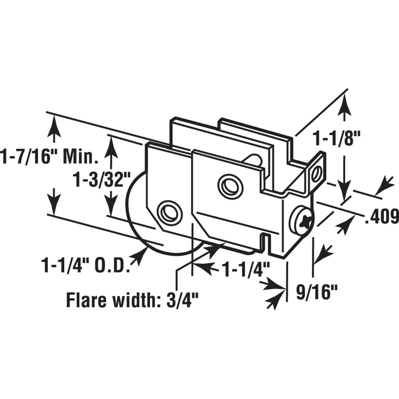 Rouleau de roulement à billes en acier de 1-1 / 4 po Prime-Line (paquet simple)