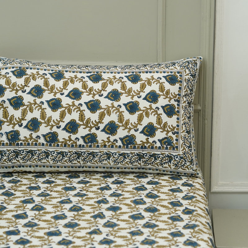 Fabdivine Pure Cotton Bedsheet Set – Handmade Bedsheet with Matching Pillow Covers – Premium Bedding, Khoobsurat,