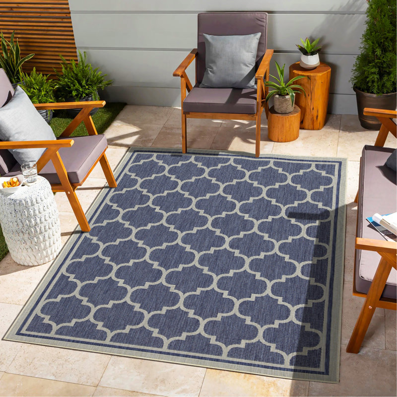 Blue Indoor/Outdoor Area Rug, Rectangle 7'10" x 10'3"