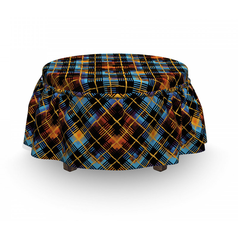Housse pour repose-pieds géométrique tartan