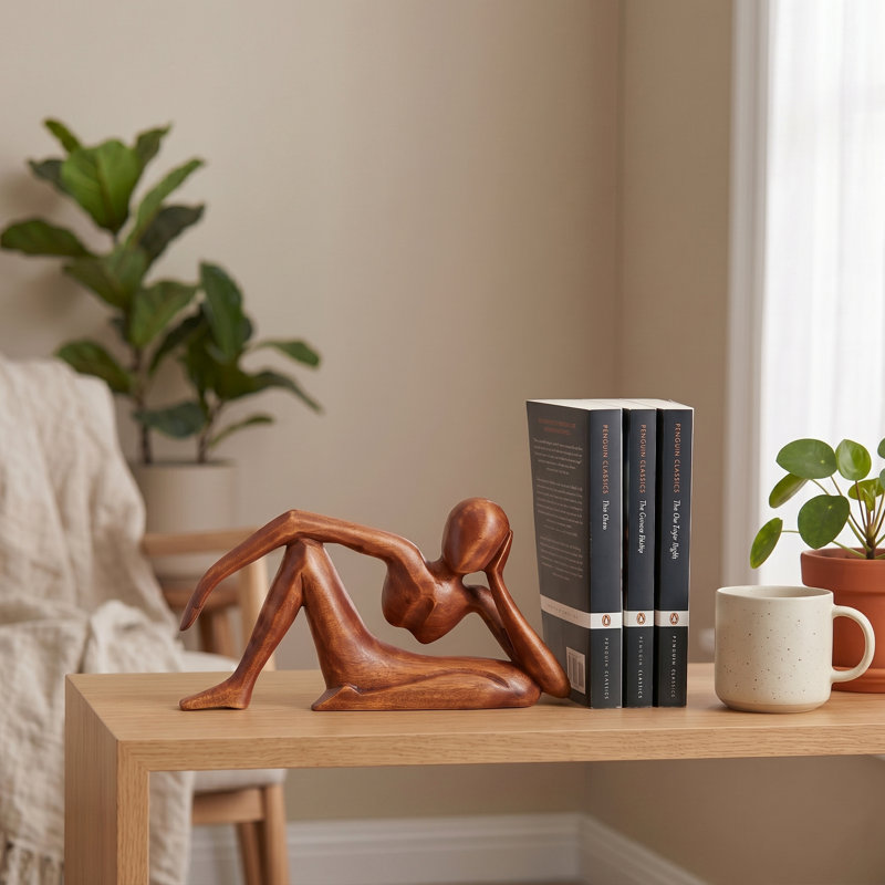 Haani 12 sculpture abstraite statue en bois sculptée à la main homme relaxant Home Decor