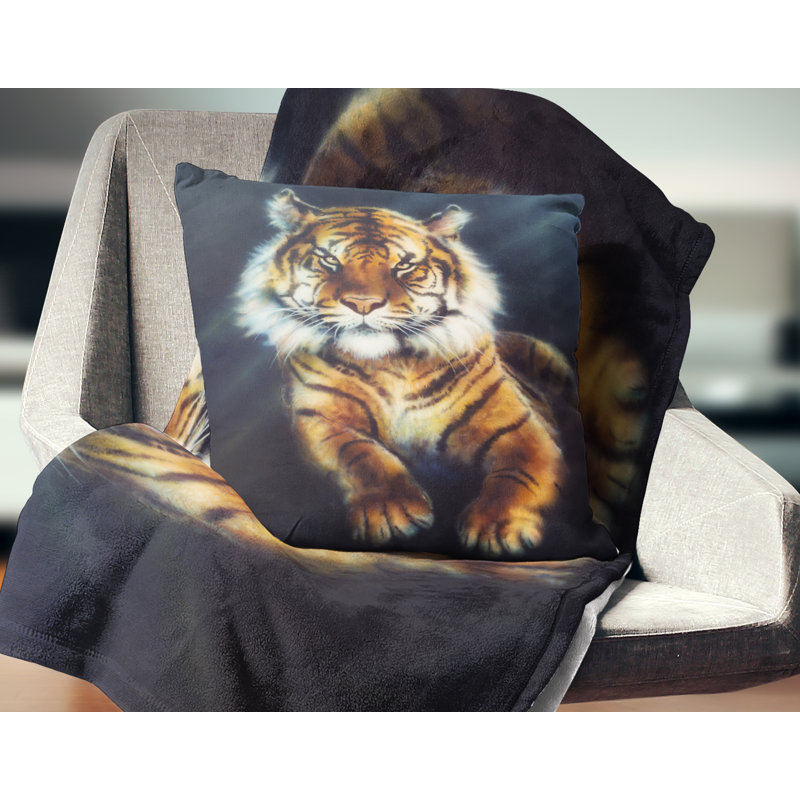 Mighty Tiger - Coussin imprimé animal, 16 po x 1 po, Coussin décoratif