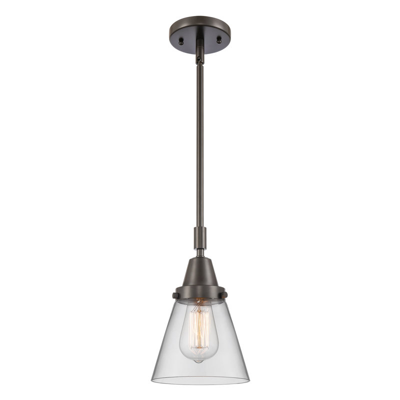 Luminaire suspendu conique 1 lumière Ashwath, Transparent, H 42,12 po x l 6 po x P 6 po, Bronze huilé