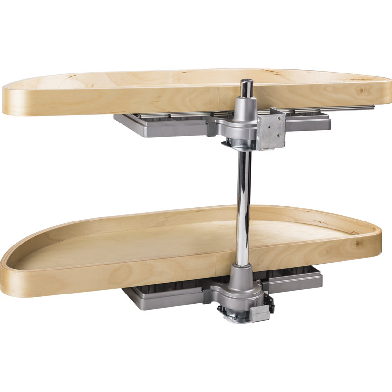 Half-Moon Lazy Susan Set with Wood Trays, 17.3125" H x 31.125" W x 14.3125" D