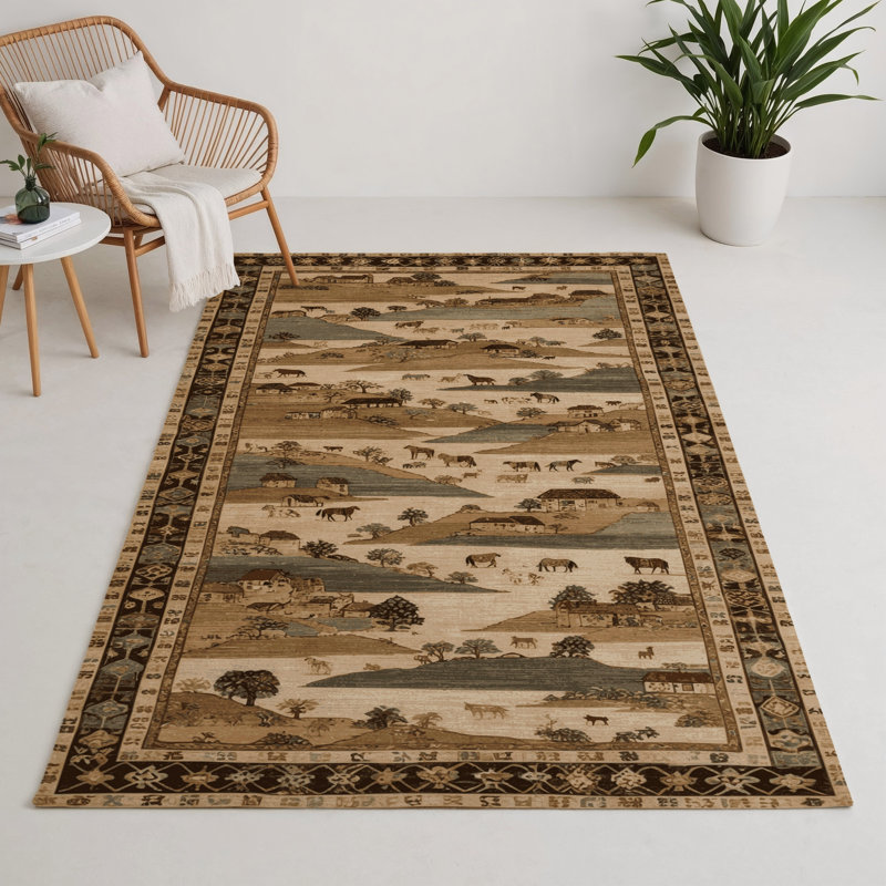 Tapis turc intérieur et extérieur brun, Rectangulaire 3 pi x 5 pi
