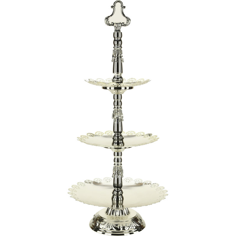 Jeweled Silver/Beige 3-Tier Spray - 23 Inches