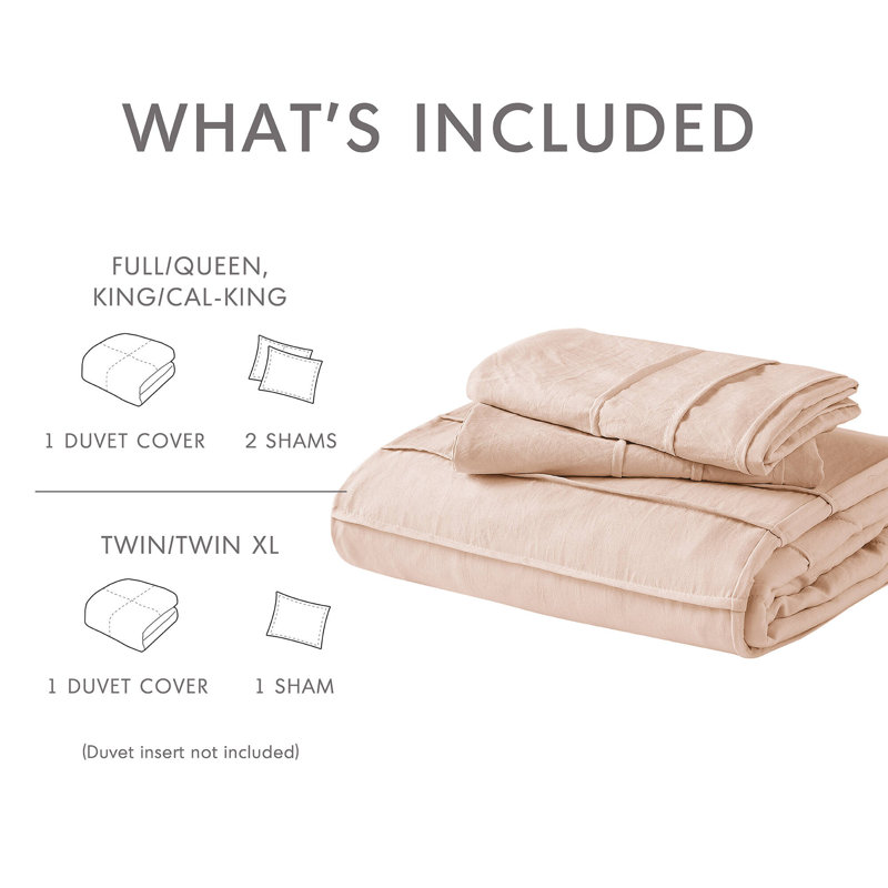 Porter Textured Duvet Cover Bedding Set, King Duvet Cover + 2 King Shams, Blush