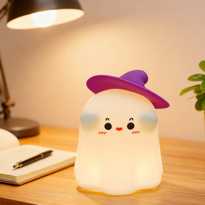 Halloween Ghost Night Light, Cute Soft Silicone Touch Lamp With 3 Brightness Levels & Timer, USB Rechargeable Bedside Light For Kids Nursery, Bedroom Office Desk Decor