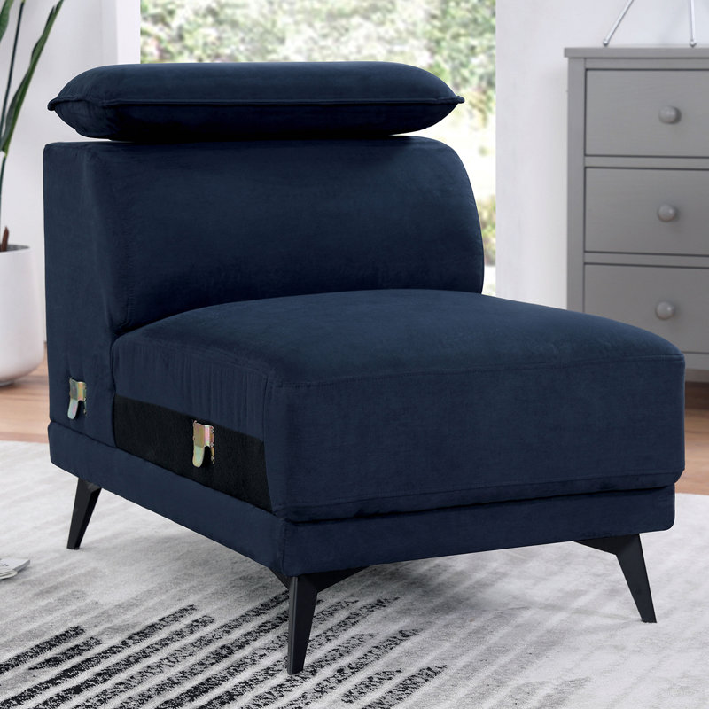 Fauteuil sans accoudoirs avec pieds en acier et coussin de dossier ajustable, Marine