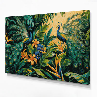 «Hawaiian Paradise Birds», art mural sur toile bleue