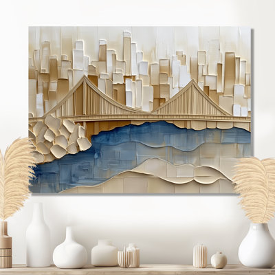 Golden Bridge Skyline - Cityscape Framed Wall Art Print