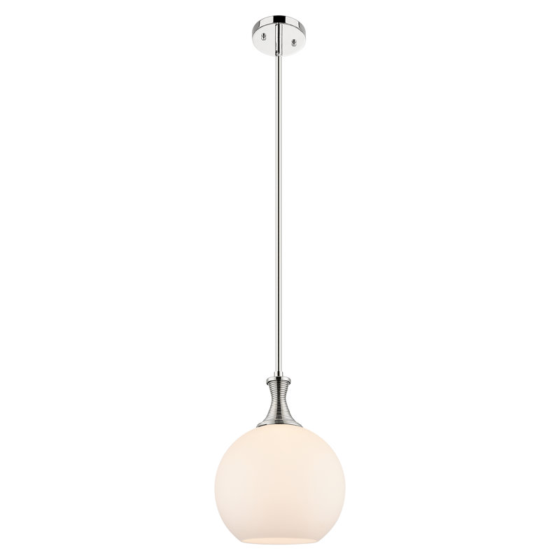 Downtown Urban - Wolford - Mini-luminaire suspendu en métal 1 lumière, H 13,75 po x l 10 po x P 10 po, Blanc mat, Nickel poli
