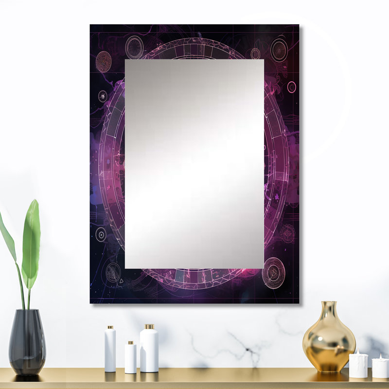 «Three Eye Chakra Mystical Circle II - Christianism Mirror», miroir mural décoratif traditionnel, impression sur métal