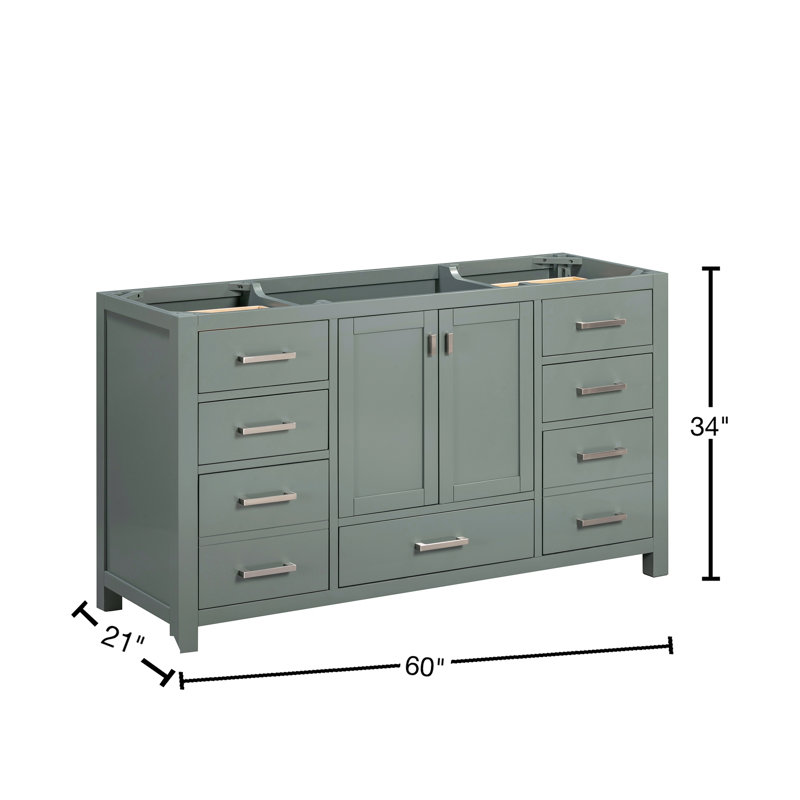 Modero 60'' W Single Bathroom Vanity Base, Smoke Green