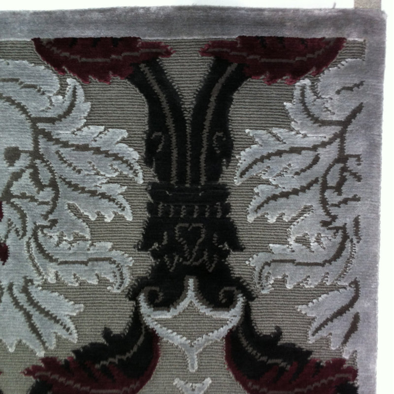 Tapis unique en laine noué à la main argenté / gris / noir de 9 pi x 12 pi