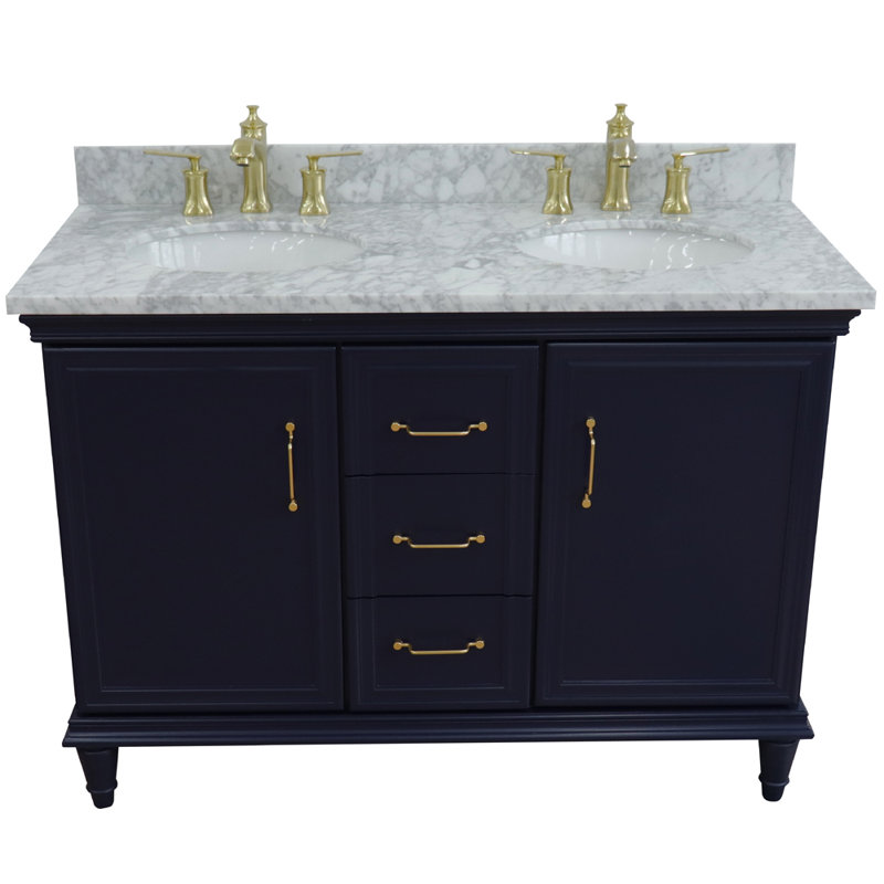 Ensemble de meuble-lavabo de salle de bain double 49 po Alianna, Bleu