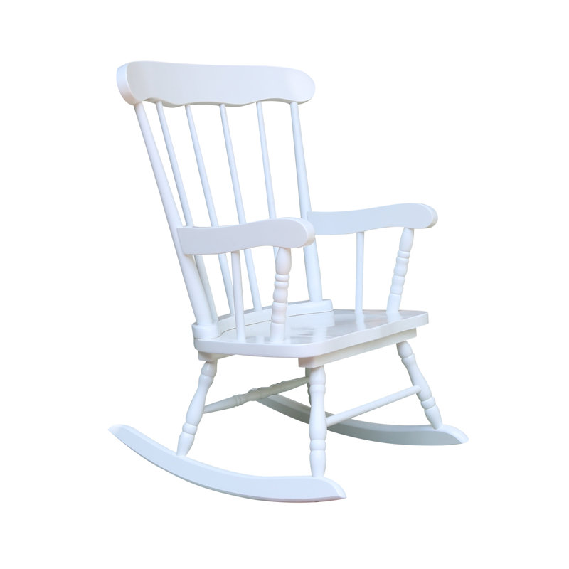 Chaise berçante en bois massif Hamby Kids, Blanc