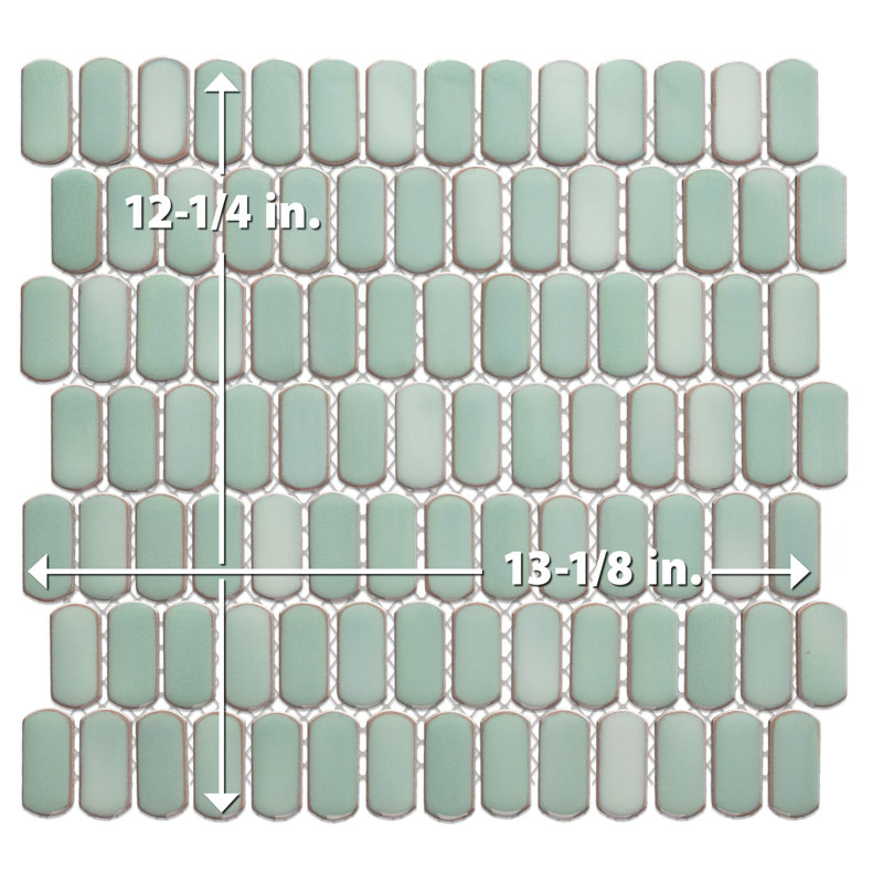 Hudson Capsule 12-1/4 In. X 13-1/8 In. Porcelain Mosaic Tile, Mint Green