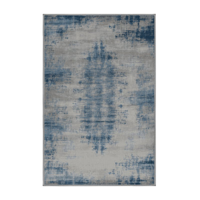 Machine Washable Abstract Gray Area Rug