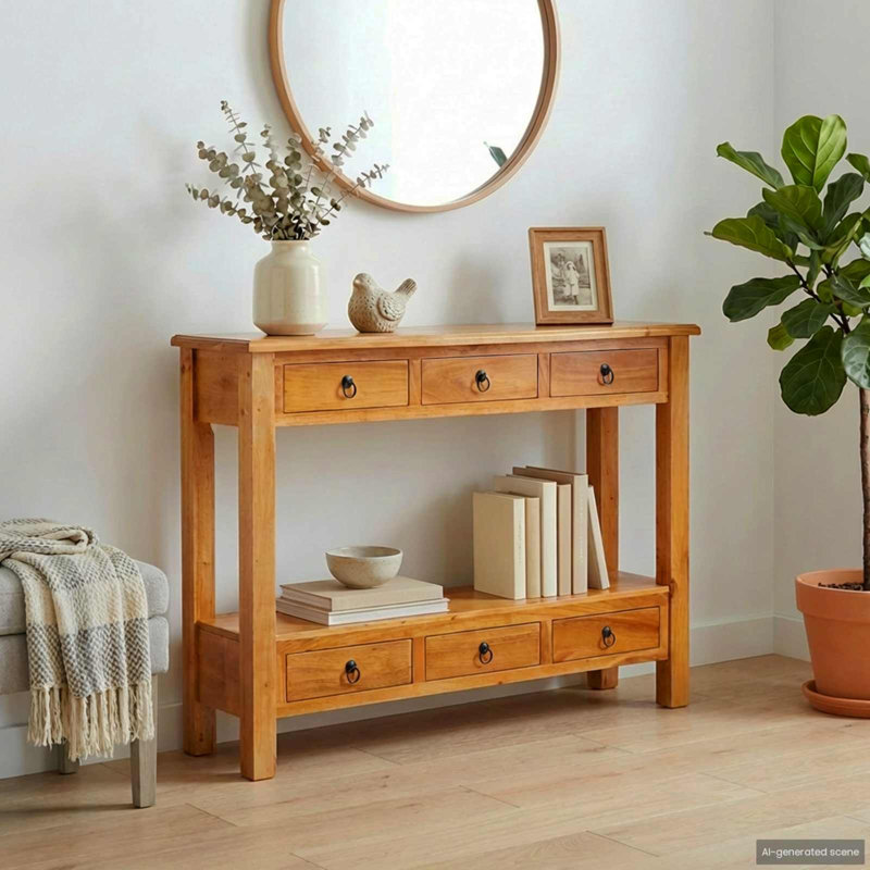 115cm Solid Wood Console Table, Natural