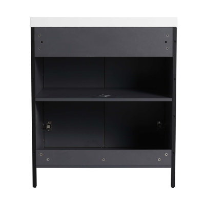 Meuble-lavabo autoportant de 30 po avec lavabo en résine et 2 portes d'armoire à fermeture en douceur