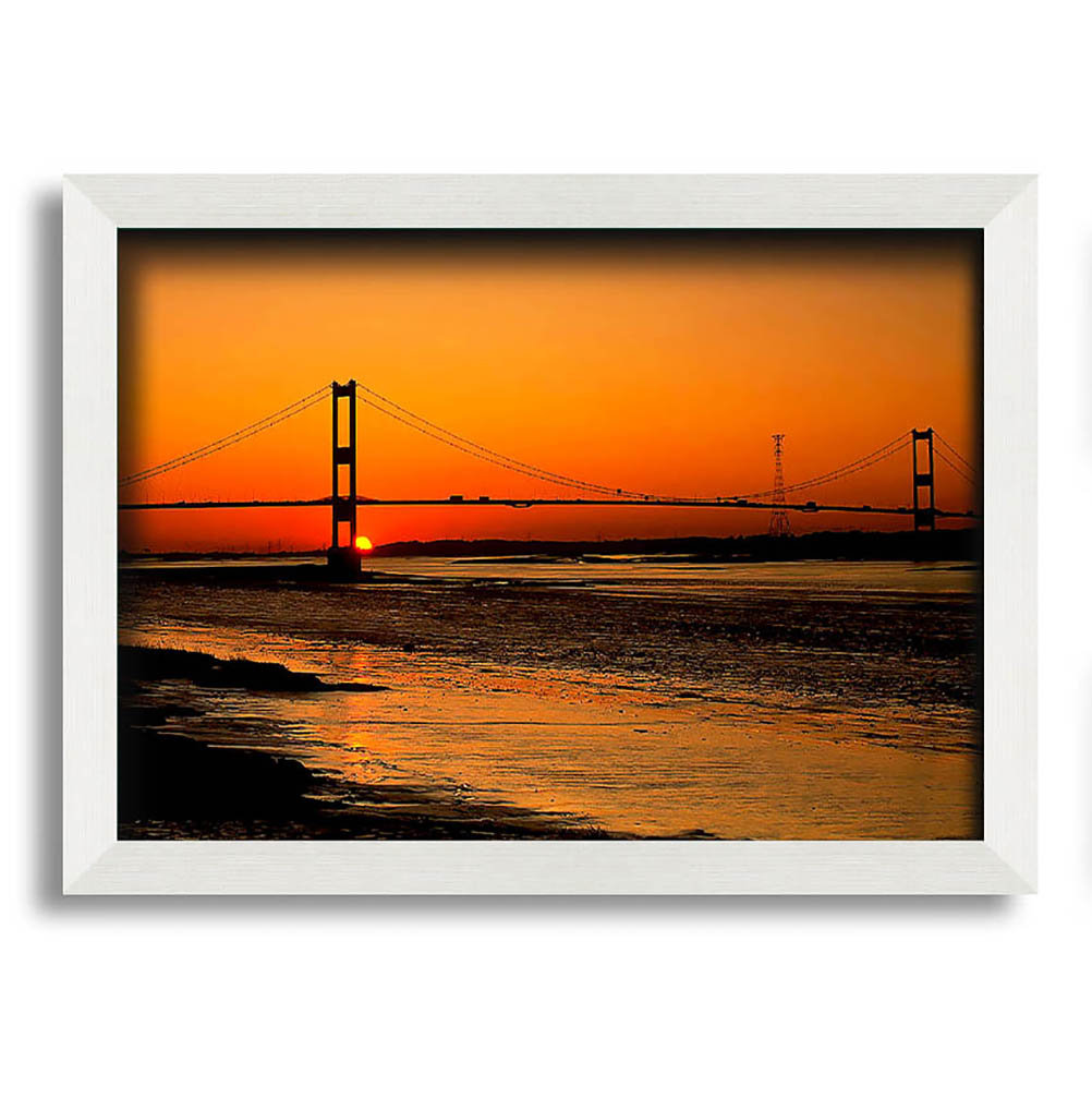 Gerahmtes Leinwandbild Bridge Afar Orange Sunset