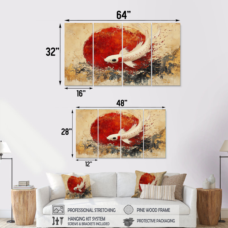 Zodiaque chinois blanc et rouge, H 28 po x l 48 po