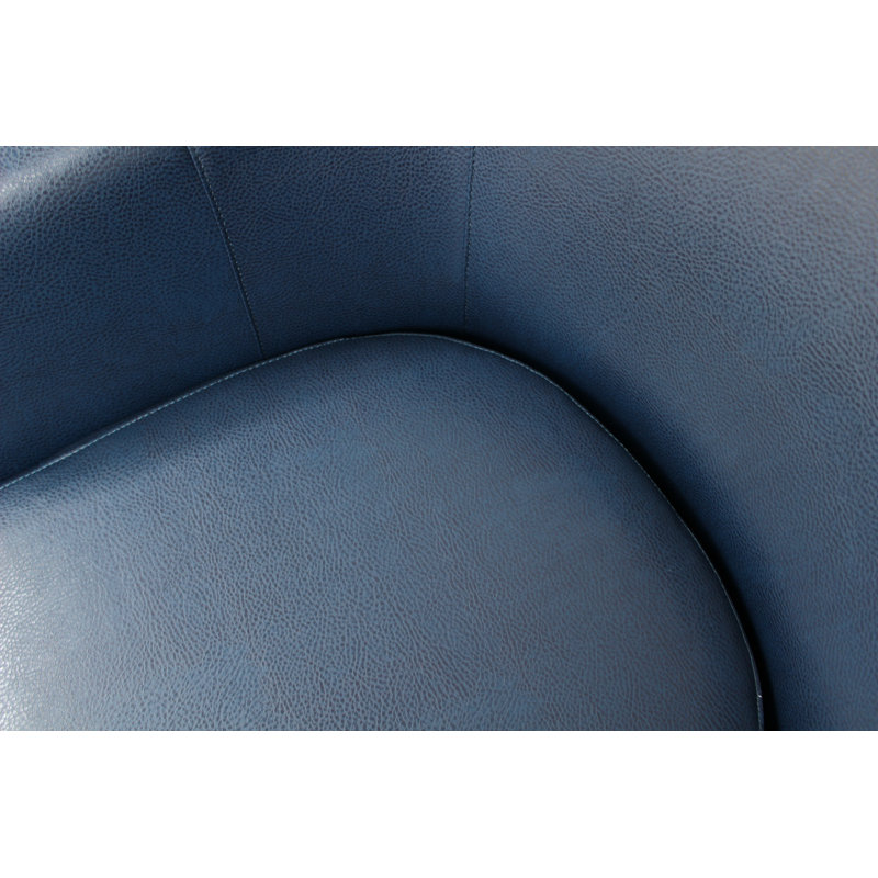 Kronos Faux Leather Barrel Chair, Peacock Blue Faux Leather